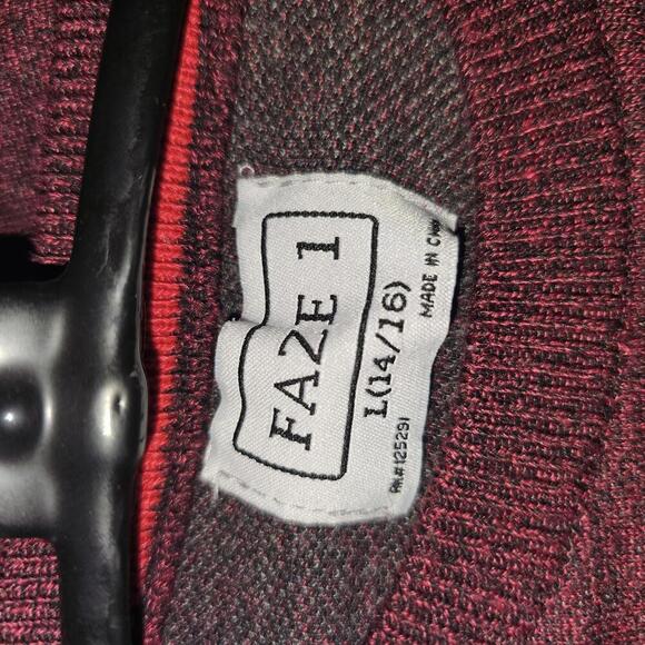 FAZE 1 Boys Crew Neck Sweater Size L (14/16) Burgundy with Pattern - Picture 3 of 4